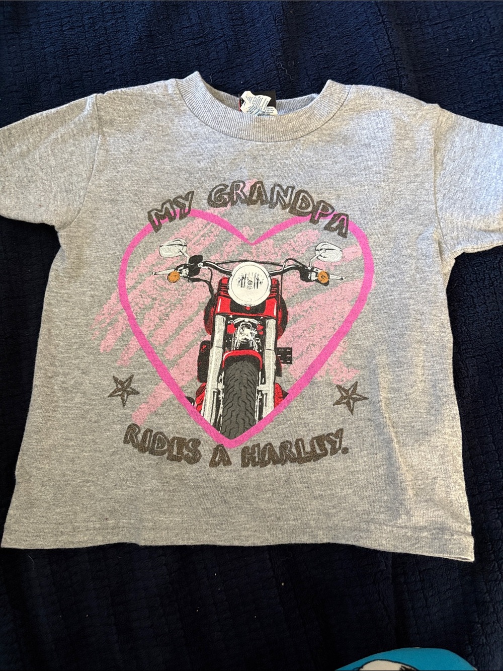Harley-Davidson Kids Grey Tee with Pink Heart Motorcycle Graphic